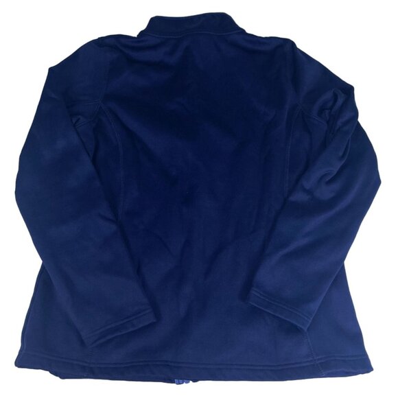 Crivit Fleece Zip Up Athletic Track Jacket Women's L 12-14 Navy Pockets Stretch - Picture 5 of 5